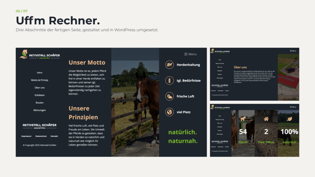 Schritt 5, Uffm Rechner: Motto und Prinzip, Über uns und Eckdaten am Desktop