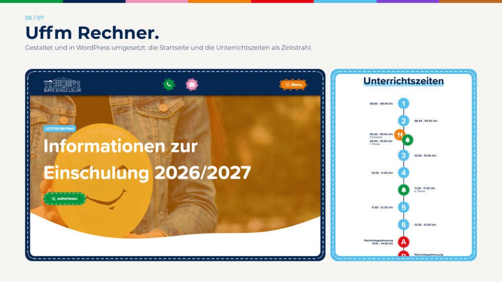 Schritt 5, Uffm Rechner: Startseite und Unterrichtszeiten als Zeitstrahl