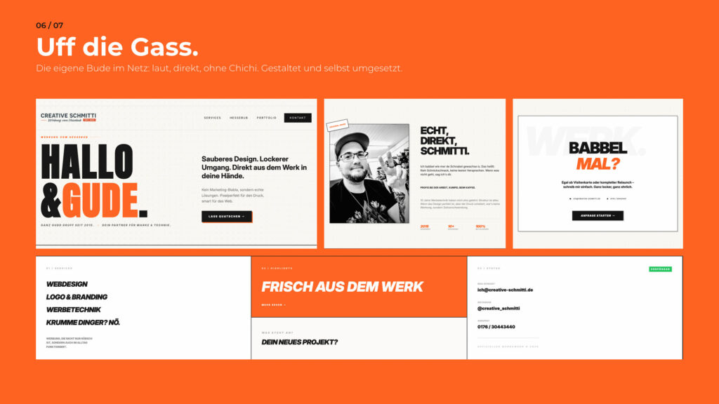 Schritt 6, Uff die Gass: die Webseite von Creative Schmitti