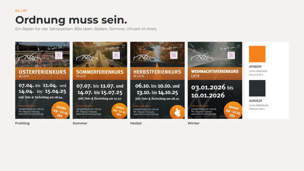 Schritt 4, Ordnung muss sein: das Ferienkurs-Plakat für vier Jahreszeiten mit Farben
