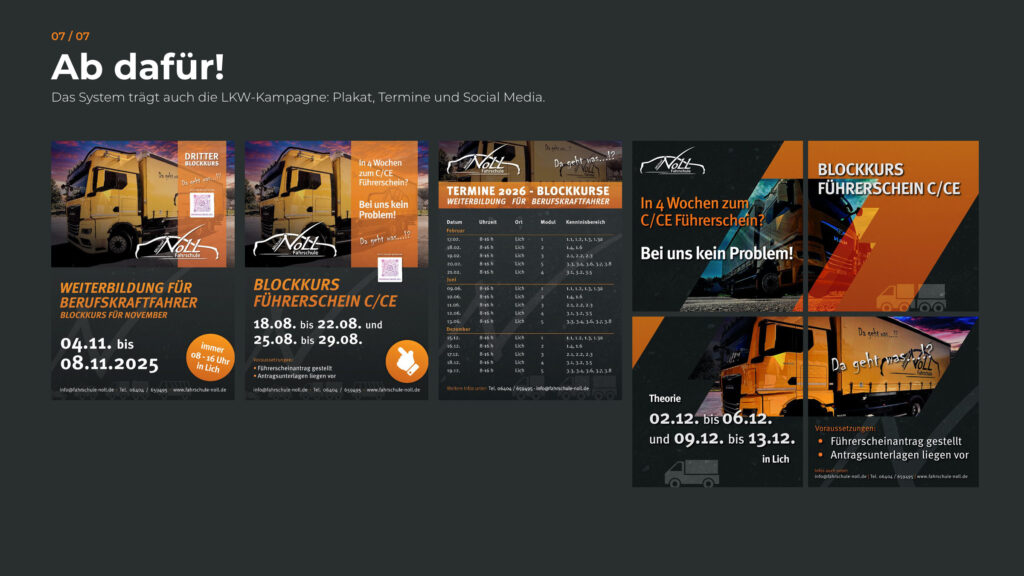 Schritt 7, Ab dafür: die LKW-Kampagne mit Plakaten, Terminen und Social Media