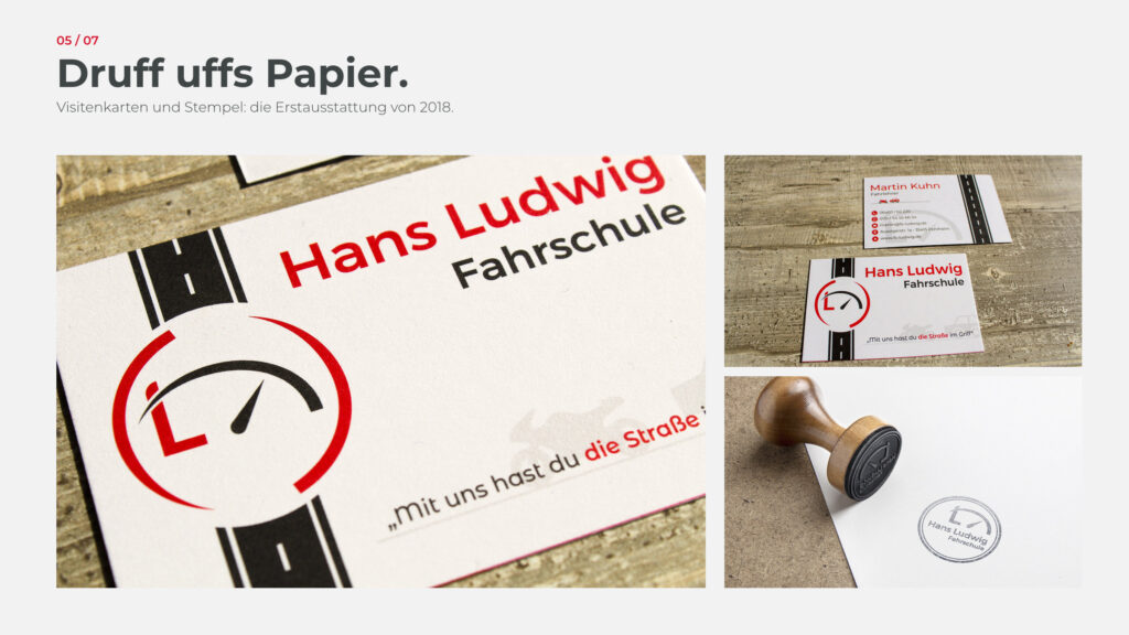 Schritt 5, Druff uffs Papier: Visitenkarten und Stempel