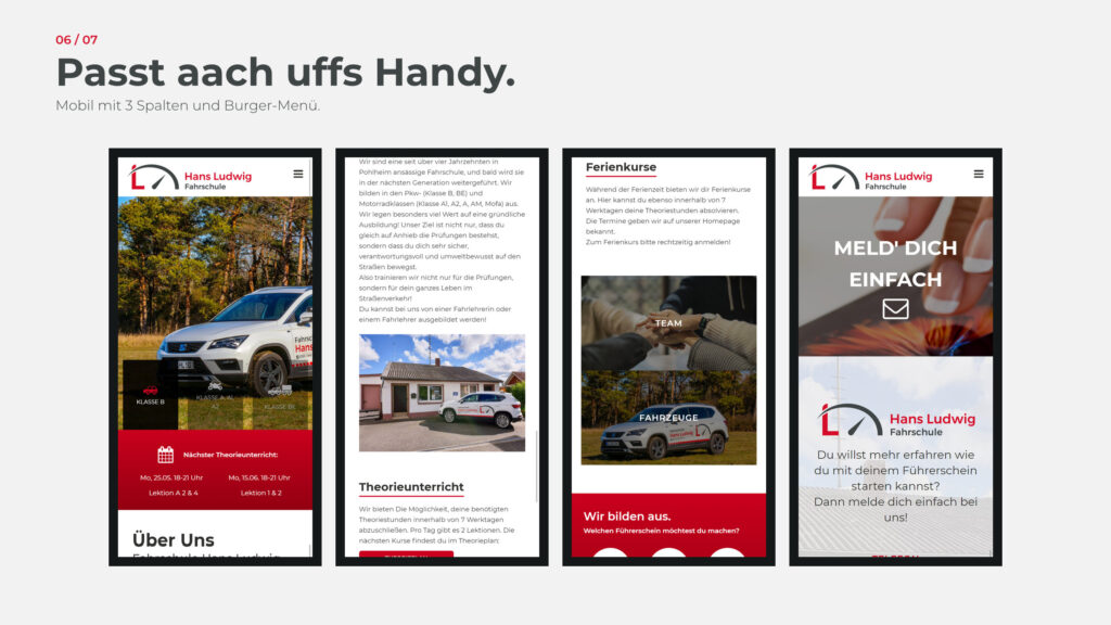Schritt 6, Passt aach uffs Handy: vier mobile Ansichten