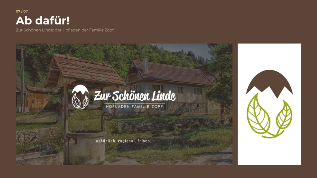 Schritt 7, Ab dafür: das fertige Logo Zur Schönen Linde, Hofladen Familie Zopf