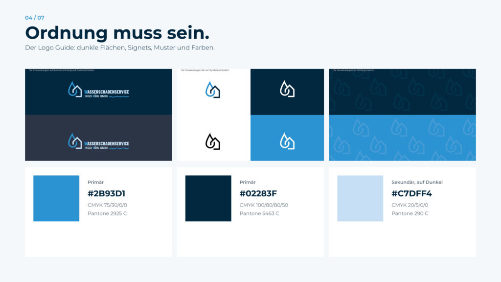 Schritt 4, Ordnung muss sein: Seiten aus dem Logo Guide und die drei Farben